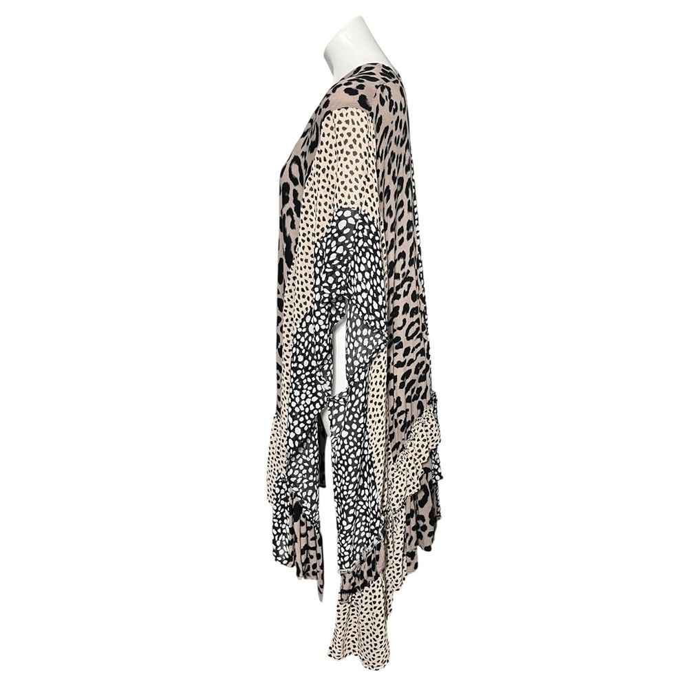 Umgee Animal Print Kimono Size Small/Medium Mocha/Black - Picture 3 of 5